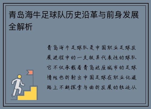 青岛海牛足球队历史沿革与前身发展全解析